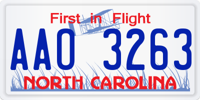 NC license plate AAO3263