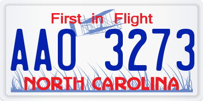 NC license plate AAO3273
