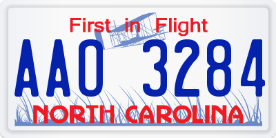 NC license plate AAO3284