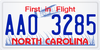 NC license plate AAO3285