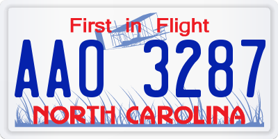 NC license plate AAO3287