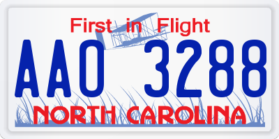 NC license plate AAO3288