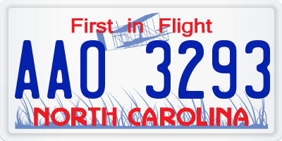 NC license plate AAO3293