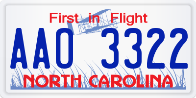 NC license plate AAO3322