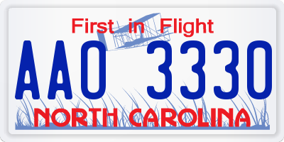 NC license plate AAO3330