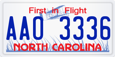 NC license plate AAO3336