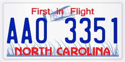 NC license plate AAO3351