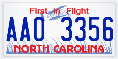 NC license plate AAO3356