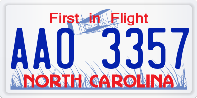 NC license plate AAO3357