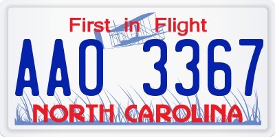 NC license plate AAO3367