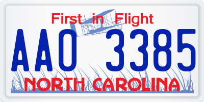 NC license plate AAO3385