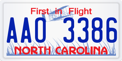 NC license plate AAO3386