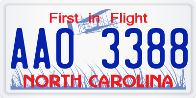 NC license plate AAO3388
