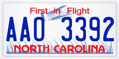 NC license plate AAO3392
