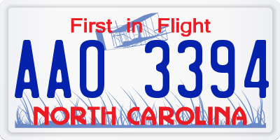 NC license plate AAO3394