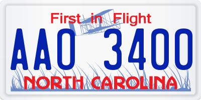 NC license plate AAO3400