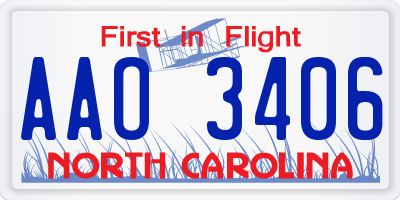 NC license plate AAO3406