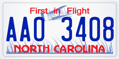 NC license plate AAO3408