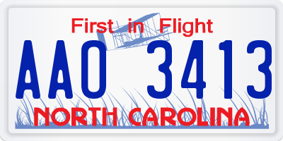 NC license plate AAO3413