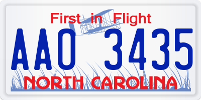 NC license plate AAO3435