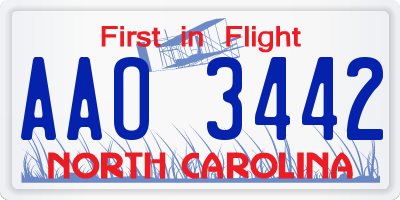 NC license plate AAO3442