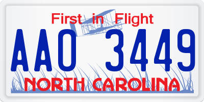 NC license plate AAO3449