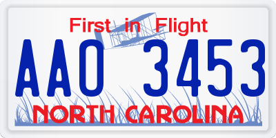 NC license plate AAO3453