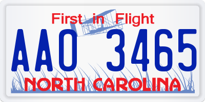 NC license plate AAO3465