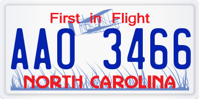 NC license plate AAO3466