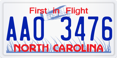 NC license plate AAO3476