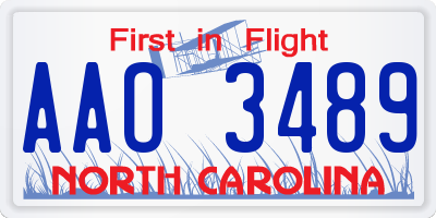 NC license plate AAO3489