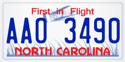 NC license plate AAO3490