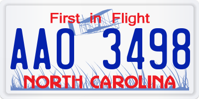 NC license plate AAO3498