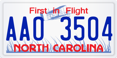 NC license plate AAO3504