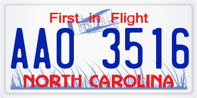 NC license plate AAO3516