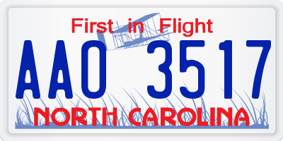 NC license plate AAO3517