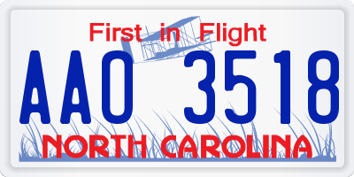 NC license plate AAO3518