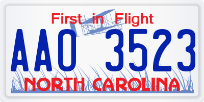 NC license plate AAO3523