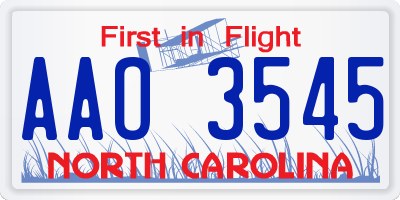 NC license plate AAO3545