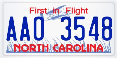 NC license plate AAO3548