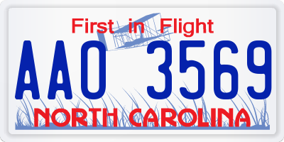 NC license plate AAO3569