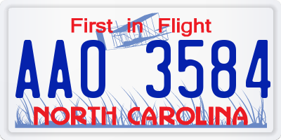 NC license plate AAO3584