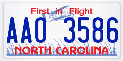 NC license plate AAO3586