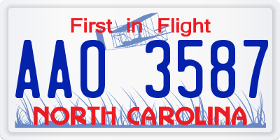 NC license plate AAO3587