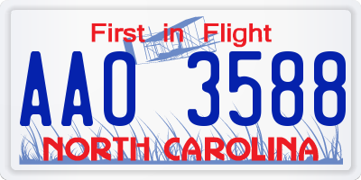 NC license plate AAO3588