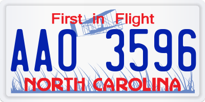 NC license plate AAO3596