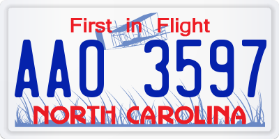 NC license plate AAO3597