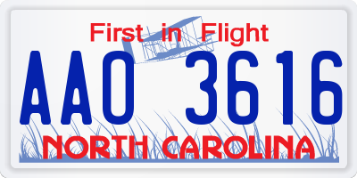 NC license plate AAO3616