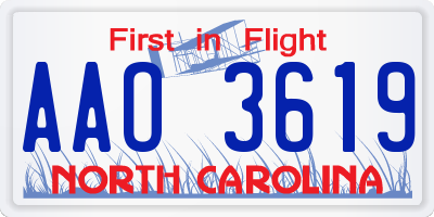 NC license plate AAO3619