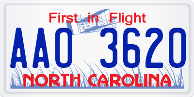 NC license plate AAO3620
